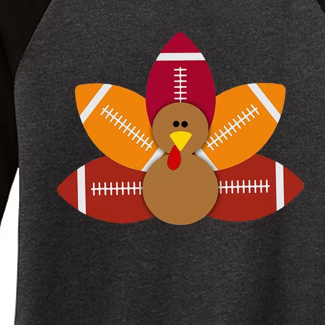 Funny Baby Turkey And Football Balls Sport Lovers Women's Tri-Blend 3/4-Sleeve Raglan Shirt