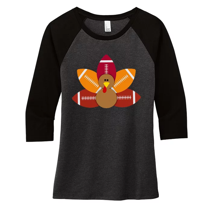 Funny Baby Turkey And Football Balls Sport Lovers Women's Tri-Blend 3/4-Sleeve Raglan Shirt