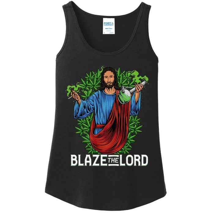 Funny Blaze The Lord High Stoned Jesus 420 Weed Lovers Gift Ladies Essential Tank