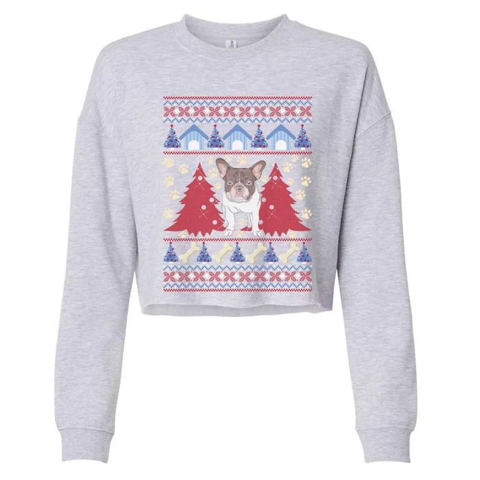 French Bulldog Ugly Christmas Holiday Dog Lover Xmas Gift Funny Gift Cropped Pullover Crew