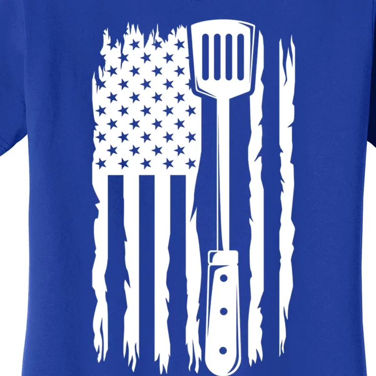 Funny Bbq Us Flag American Chef Grillfather Barbecue Grillin Cute Gift Women's T-Shirt