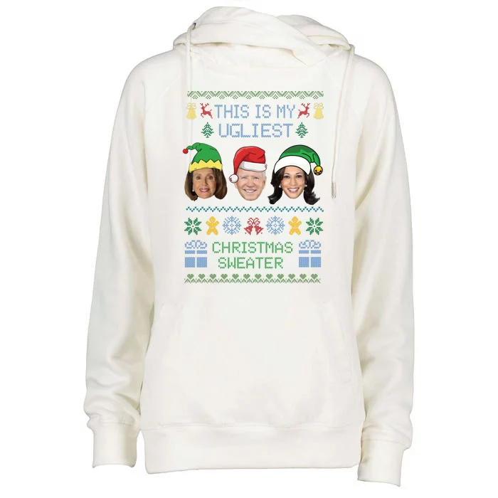 Funny Biden Ugly Christmas Sweater Womens Funnel Neck Pullover Hood