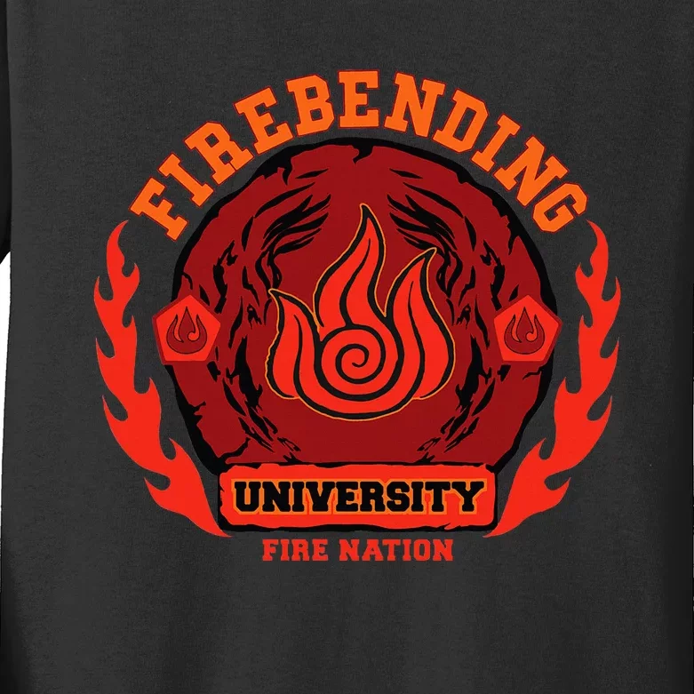 Fire Bending University Logo Fire Nation Kids Long Sleeve Shirt