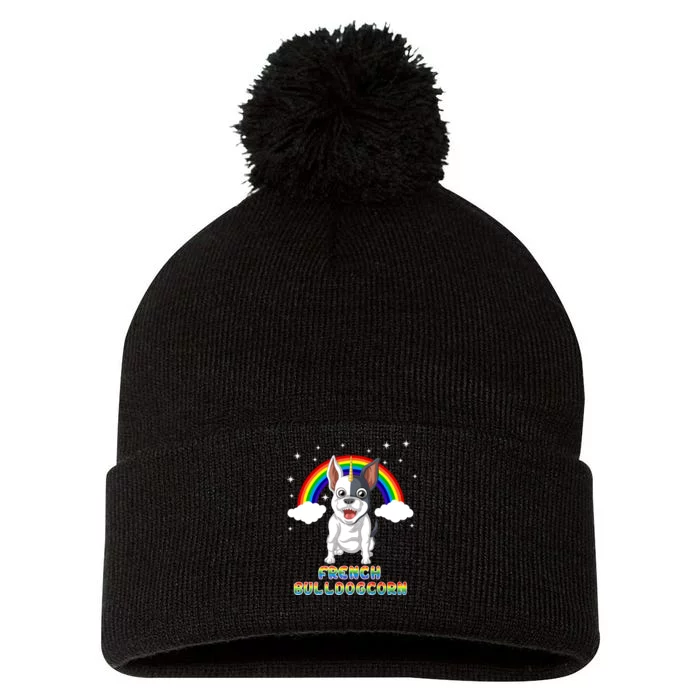 French Bulldog Unicorn Pom Pom 12in Knit Beanie