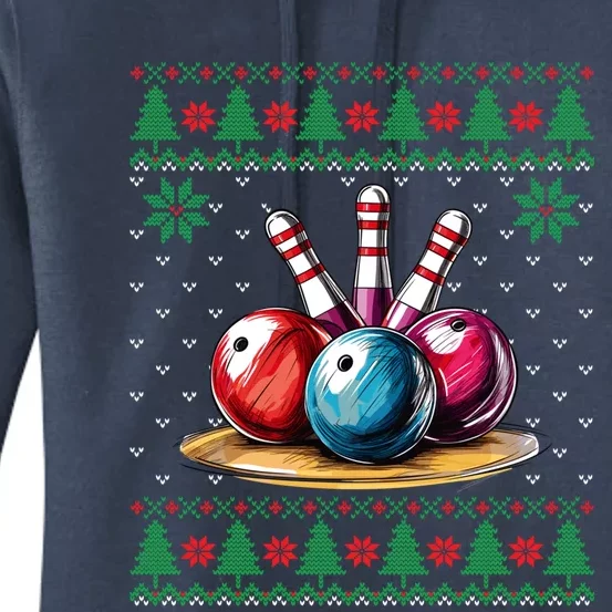 Funny Bowling Ugly Christmas Sweater Sport Bowls Xmas Family Cute Gift Women's Pullover Hoodie