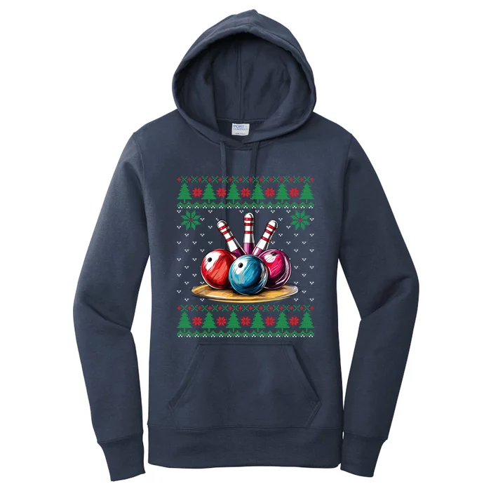 Funny Bowling Ugly Christmas Sweater Sport Bowls Xmas Family Cute Gift Women's Pullover Hoodie