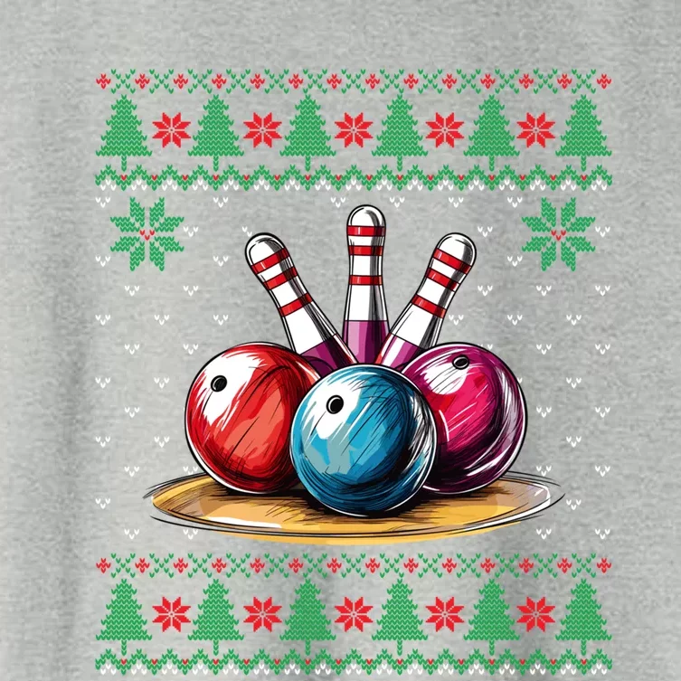 Funny Bowling Ugly Christmas Sweater Sport Bowls Xmas Family Cute Gift Women's Crop Top Tee