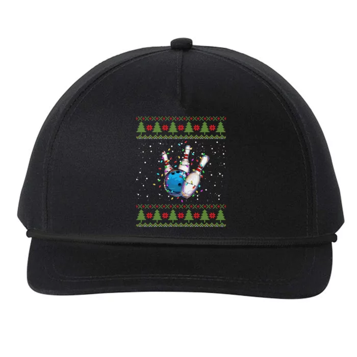 Funny Bowling Ugly Christmas Sweater Sport Bowls Xmas Gift Snapback Five-Panel Rope Hat