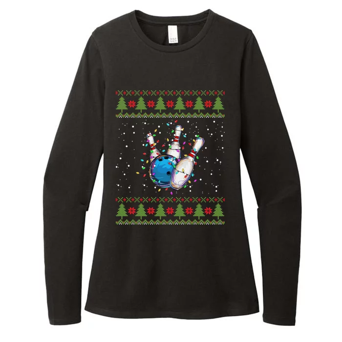 Funny Bowling Ugly Christmas Sweater Sport Bowls Xmas Gift Womens CVC Long Sleeve Shirt