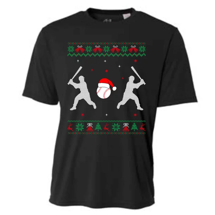 Funny Baseball Ugly Christmas Sweater Xmas Baseball Player Cooling Performance Crew T-Shirt