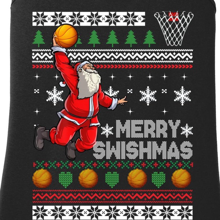 Funny Basketball Ugly Christmas Sweater Santa Merry Swishmas Ladies Essential Tank