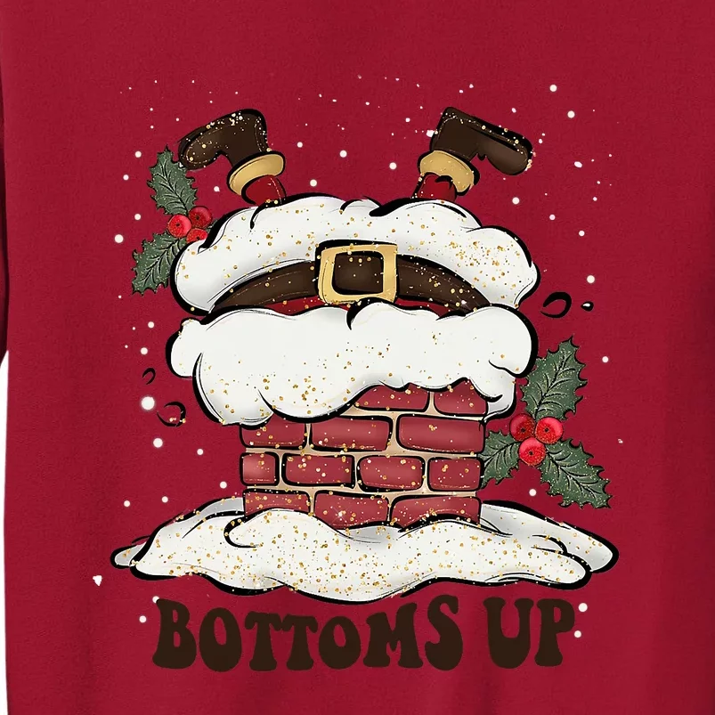 Funny Bottoms Up Santa Claus Christmas Holiday Drinking Tall Sweatshirt