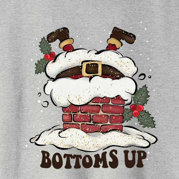 Funny Bottoms Up Santa Claus Christmas Holiday Drinking Women's Crop Top Tee