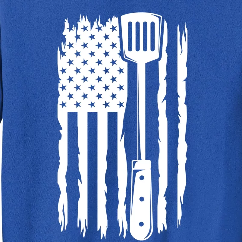 Funny Bbq Us Flag American Chef Grillfather Barbecue Grillin Gift Tall Sweatshirt