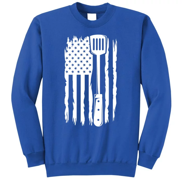 Funny Bbq Us Flag American Chef Grillfather Barbecue Grillin Gift Tall Sweatshirt