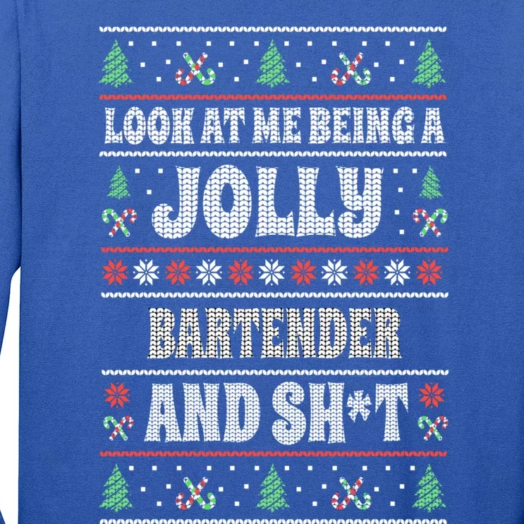 Funny Bartender Ugly Christmas Design Xmas Themed Gift Long Sleeve Shirt