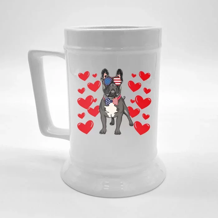 French Bulldog Valentines Day Heart Funny Animal Lover Gift Front & Back Beer Stein