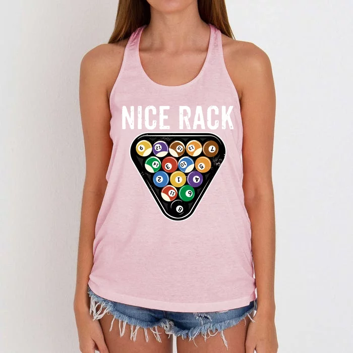 Funny Billiards Vintage 8 Ball Pool Player Nice Rack Great Gift Women's Knotted Racerback Tank