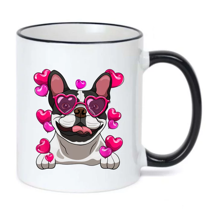 French Bulldog Valentines Day Heart Glasses Funny Dog Lover Great Gift Black Color Changing Mug