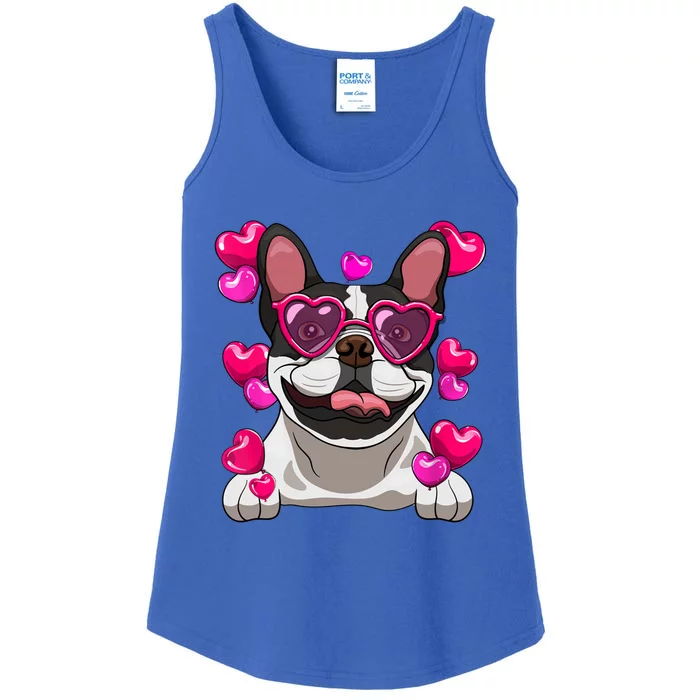 French Bulldog Valentines Day Heart Glasses Funny Dog Lover Great Gift Ladies Essential Tank