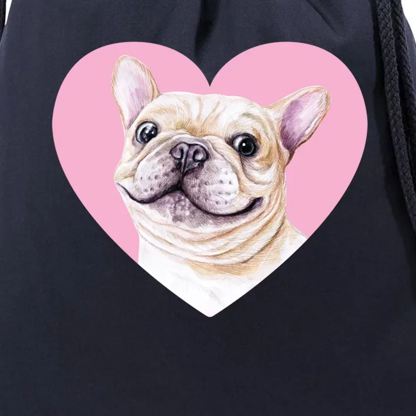 French Bulldog Valentines Day Pink Heart Frenchie Dog Lover Gift Drawstring Bag