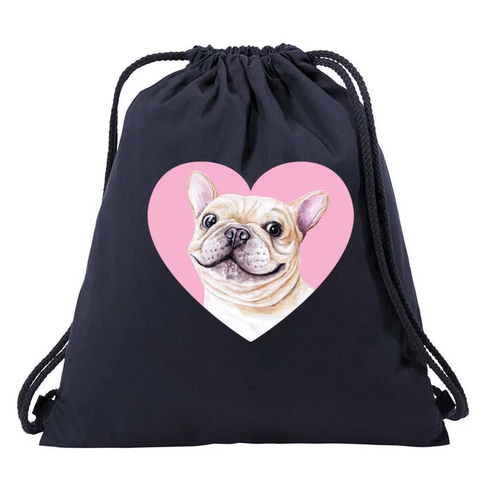 French Bulldog Valentines Day Pink Heart Frenchie Dog Lover Gift Drawstring Bag