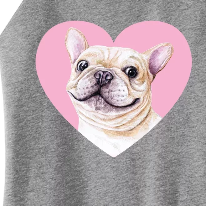 French Bulldog Valentines Day Pink Heart Frenchie Dog Lover Gift Women’s Perfect Tri Rocker Tank