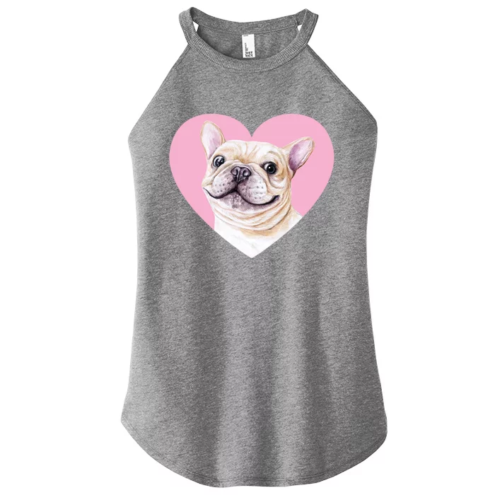 French Bulldog Valentines Day Pink Heart Frenchie Dog Lover Gift Women’s Perfect Tri Rocker Tank