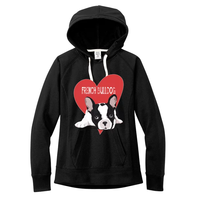 French Bulldog Valentines Day Puppy Animal Lovers Gift Cool Gift Women's Fleece Hoodie