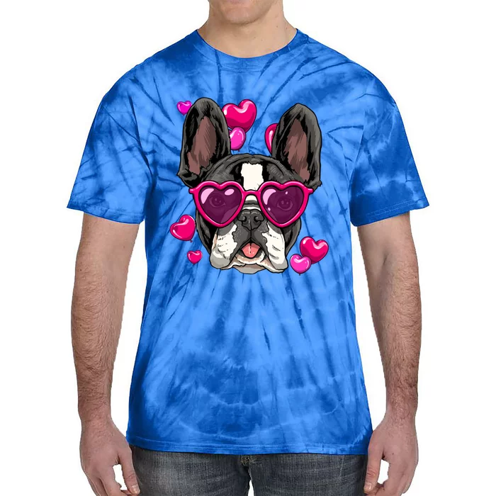 French Bulldog Valentines Day Gift Heart Dog Lover Gift Tie-Dye T-Shirt