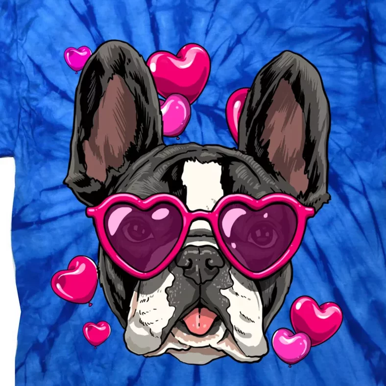 French Bulldog Valentines Day Gift Heart Dog Lover Gift Tie-Dye T-Shirt