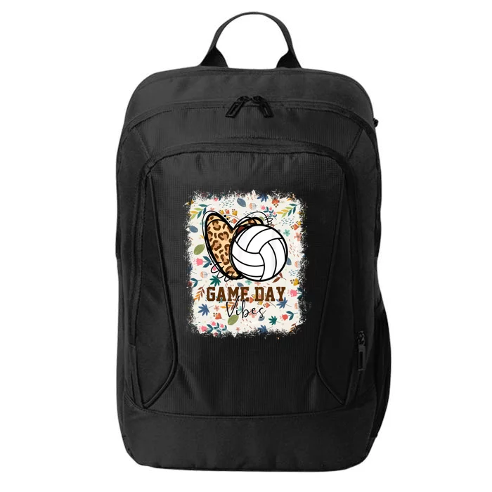 Floral Bleached Volleyball Game Day Vibes Volleyball Mom Gift City Backpack