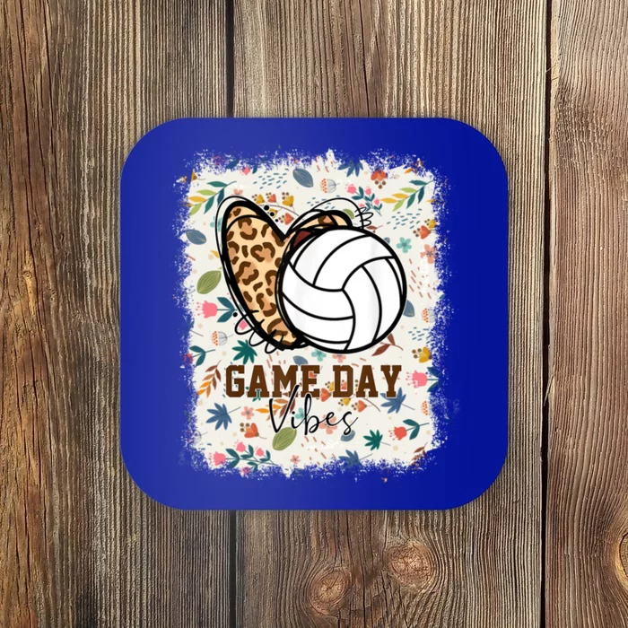 Floral Bleached Volleyball Game Day Vibes Volleyball Mom Gift Coaster