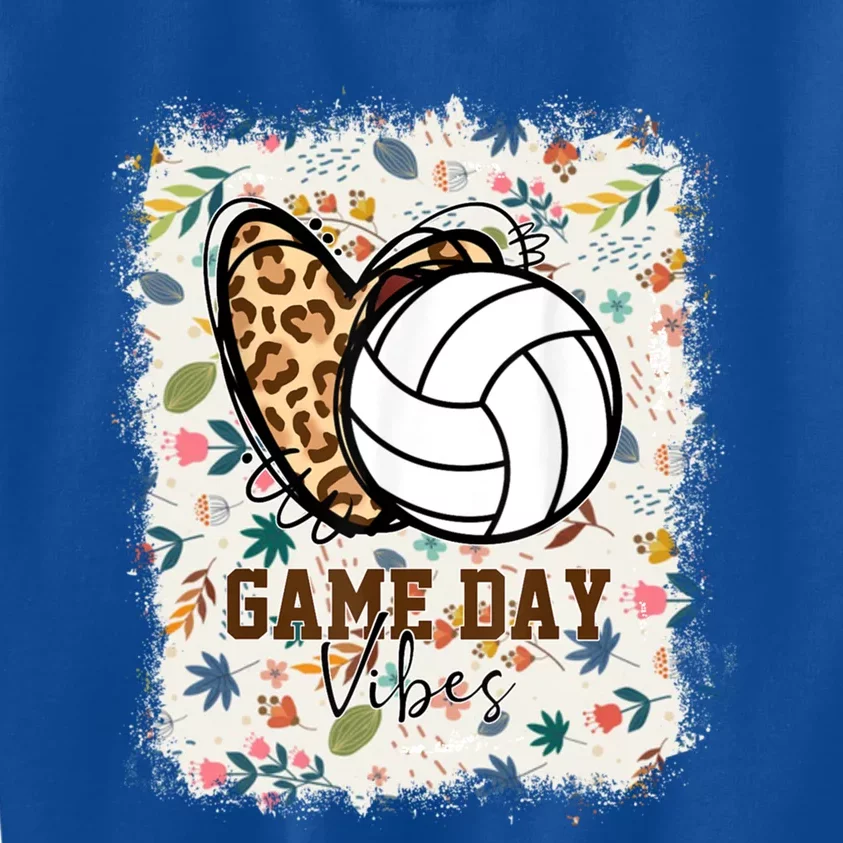 Floral Bleached Volleyball Game Day Vibes Volleyball Mom Gift Kids Sweatshirt