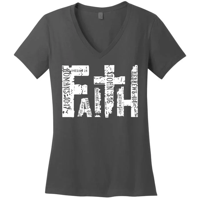 Faith Bible Verse Christian Quote Women's V-Neck T-Shirt