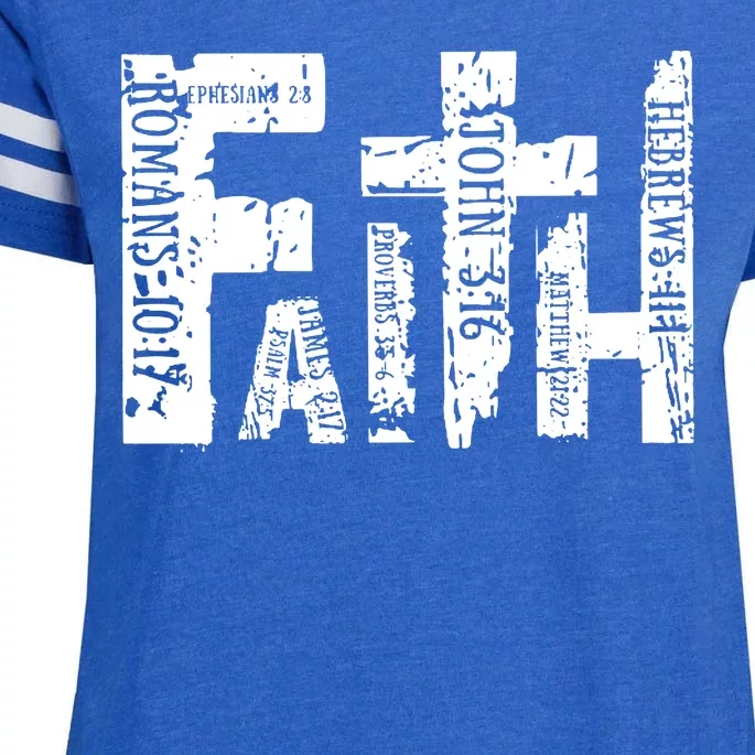 Faith Bible Verse Christian Quote Enza Ladies Jersey Football T-Shirt