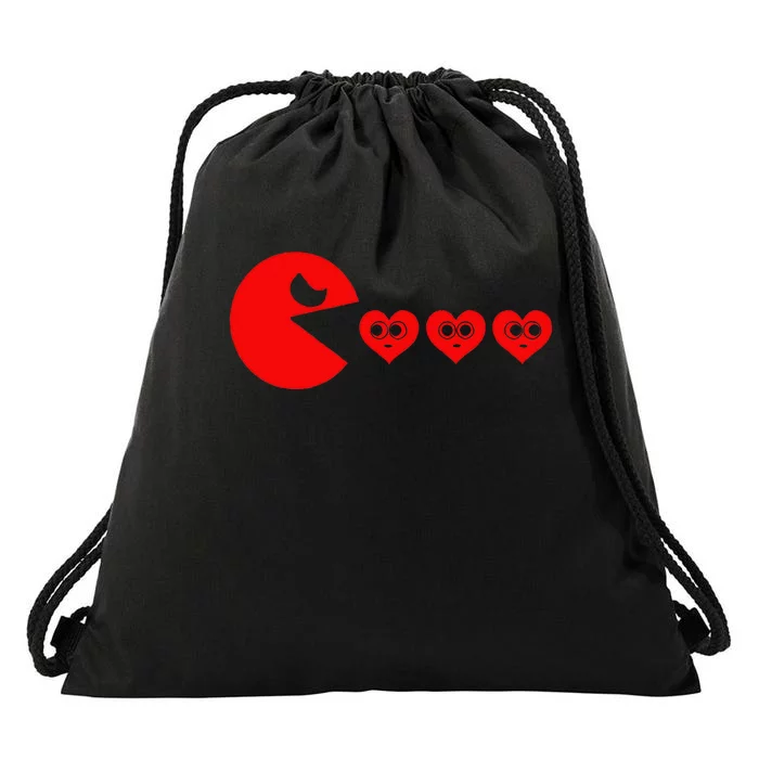 Funny Boy Valentines Day Hearts Eating Funny Gamer Game Drawstring Bag