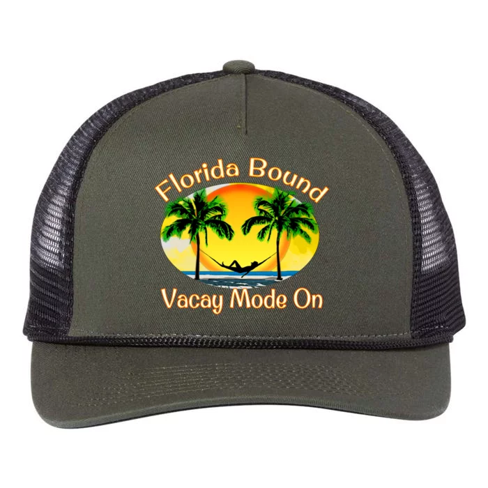 Florida Bound Vacay Mode On Funny Beach Summer Gift Retro Rope Trucker Hat Cap