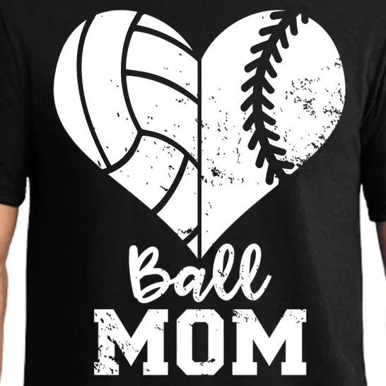 Funny Baseball Volleyball Mom Heart Gift Pajama Set