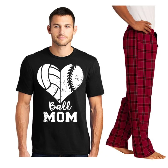 Funny Baseball Volleyball Mom Heart Gift Pajama Set