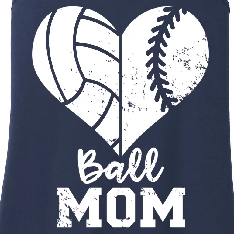 Funny Baseball Volleyball Mom Heart Gift Ladies Essential Tank