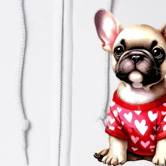 French Bulldog Valentine Day Red Heart Love Puppy Full Zip Hoodie