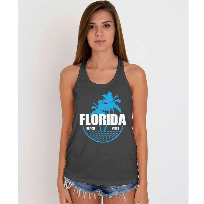 Florida Beach Vibes Usa America Gift Women's Knotted Racerback Tank