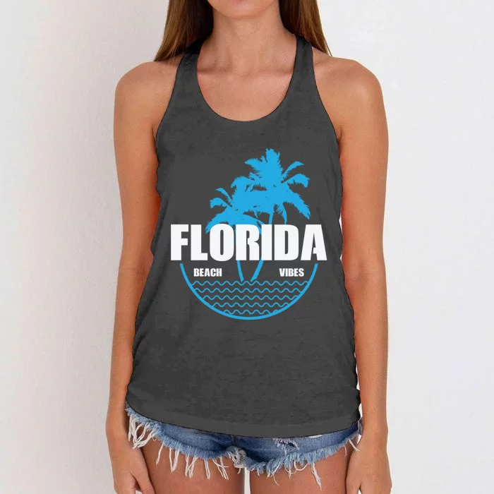 Florida Beach Vibes Usa America Gift Women's Knotted Racerback Tank