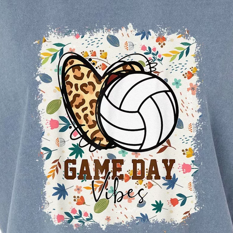 Floral Bleached Volleyball Game Day Vibes Volleyball Mom Garment-Dyed Women's Muscle Tee