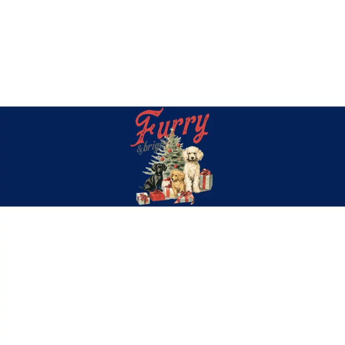 Furry & Bright Vintage Christmas Dogs Bumper Sticker