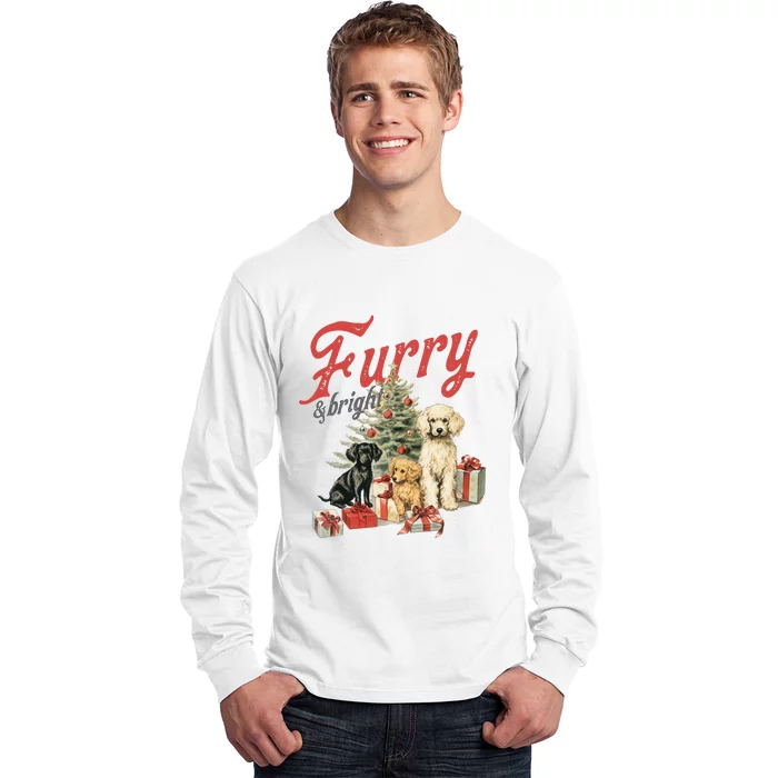 Furry & Bright Vintage Christmas Dogs Long Sleeve Shirt