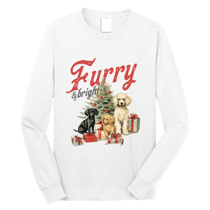 Furry & Bright Vintage Christmas Dogs Long Sleeve Shirt