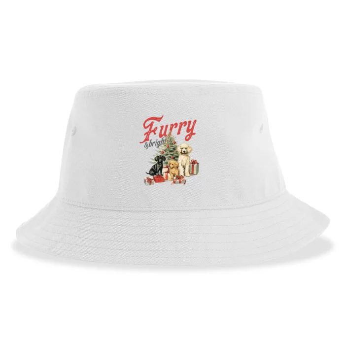 Furry & Bright Vintage Christmas Dogs Sustainable Bucket Hat