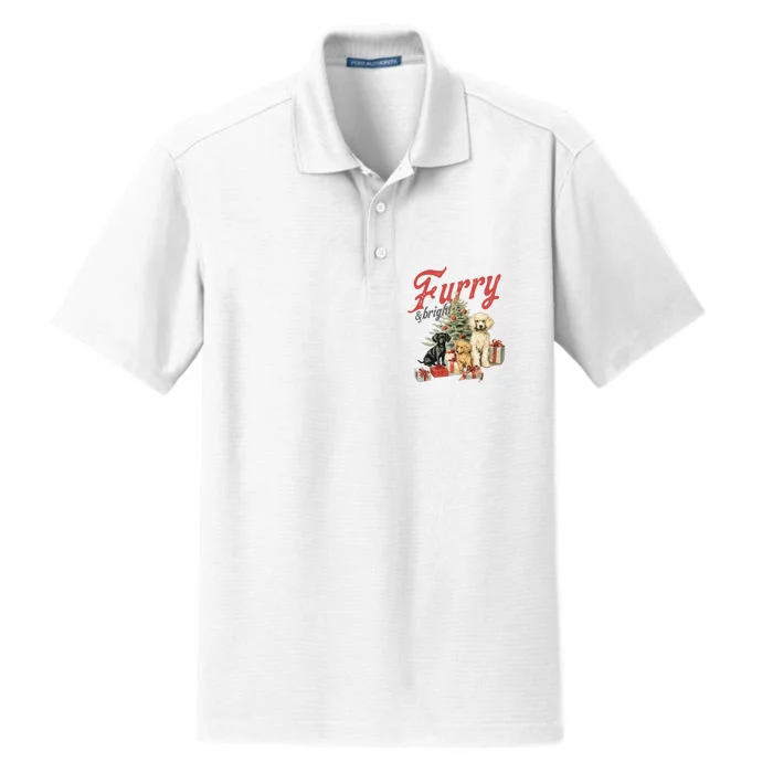 Furry & Bright Vintage Christmas Dogs Dry Zone Grid Performance Polo